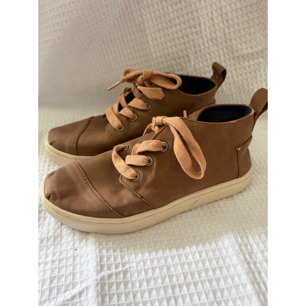 TOMS Kids Paseo Mid Brown Canvas Lace Up Sneakers Size 2Y 10009521-10
